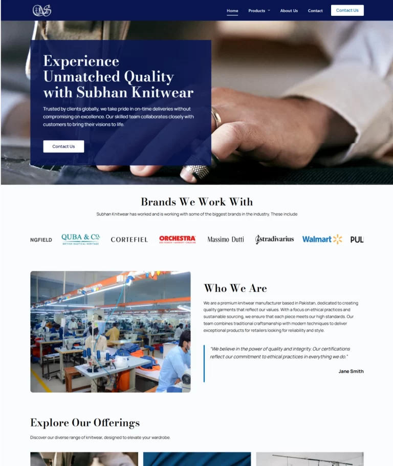 Knitwear Manufacturing Company Website